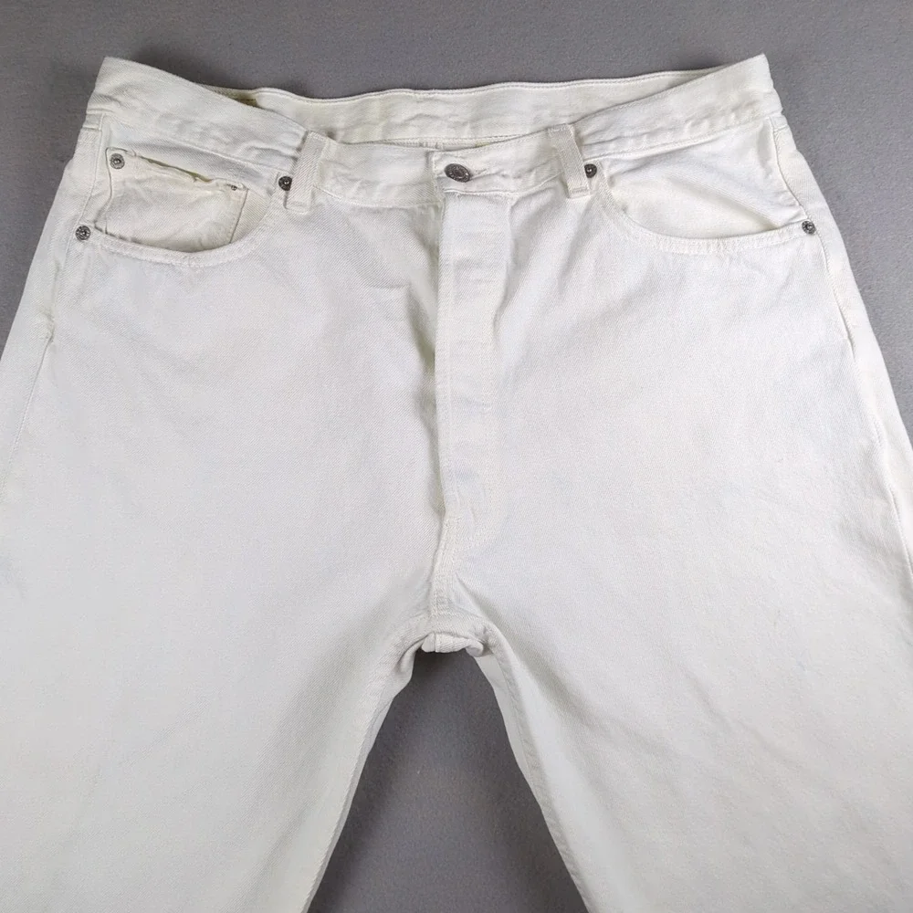 VTG Y2K Levis 501 Jeans Mens 38x30 (34x27) White Button Fly Original Straight